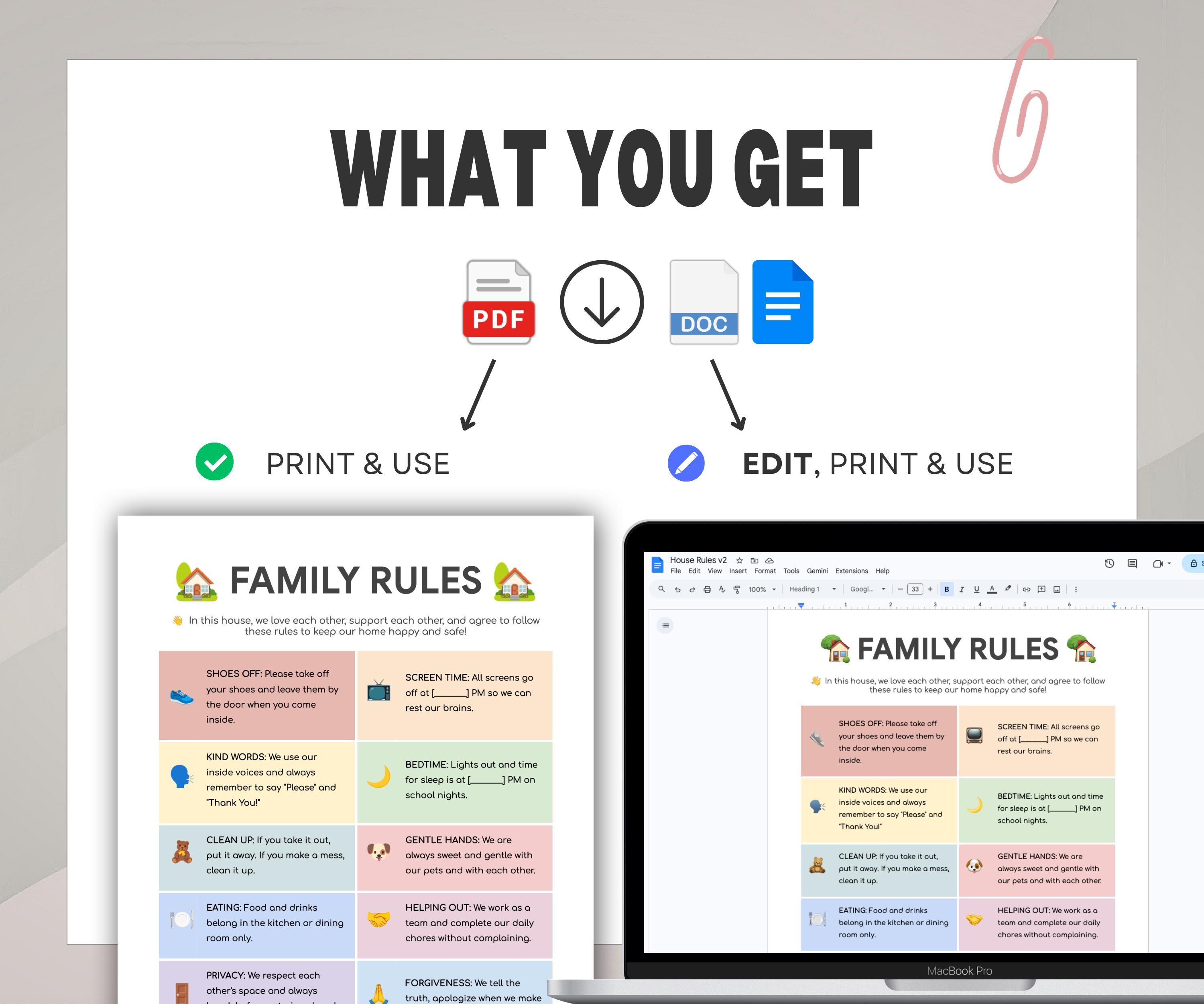 Family Rules Chart | House Rules Poster | Kids Behavior Contract (PDF ...