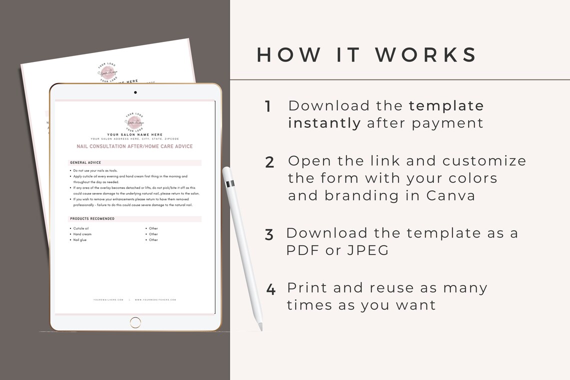Nail Consultation Form Nail Technician Form Client Intake Etsy
