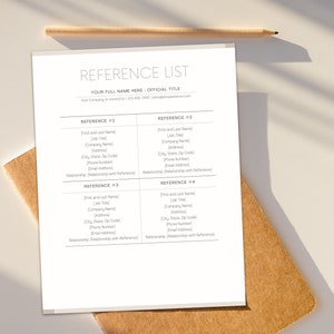 Minimalist Reference List Canva Template (digital Download) - Etsy