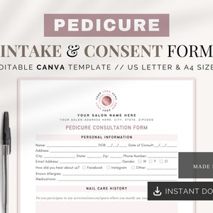 Pediküre Aufnahme & Beratung Form | Nailart Intake Forms | Pediküre Canva Templates | Nailart Business Formulare | Neukundengewinnung