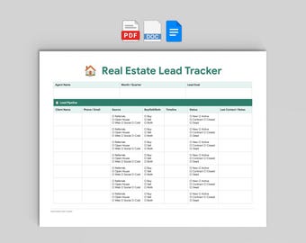 Leadtracker onroerend goed | Pijplijnsjabloon makelaar (pdf, Google Documenten, Word)