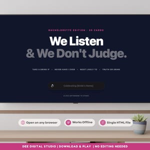 We Listen Don't Judge Bachelorette Party Game (Interactive Download)