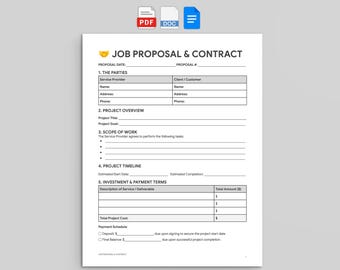 Job Proposal & Contract Template, Editable Service Quote (Google Docs, Word, PDF)