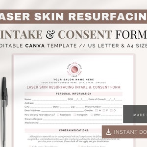 Laser Skin Resurfacing Intake Form | Canva Templates |  Salon Business Form | Client Consultation Forms | Laser Skin Resurfacing Consent