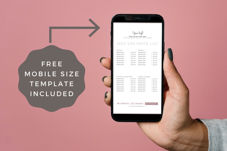 Med Spa Salon Price List Template Editable Canva Design (digital