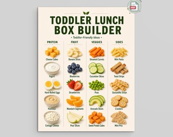 Toddler Lunch Box Builder | Toddler-Friendly Meal Ideas | PDF and PNG