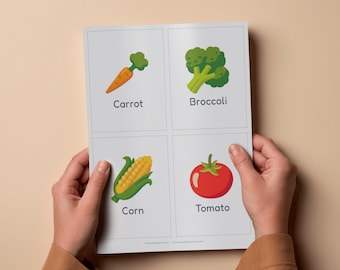 Vegetable Flashcards | Healthy Food Cards PDF | Toddler Vocab Words (PDF Download)