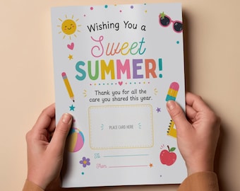 Afdrukbare cadeaukaarthouder voor leraren – Sweet Summer-bedankkaart (digitale download)