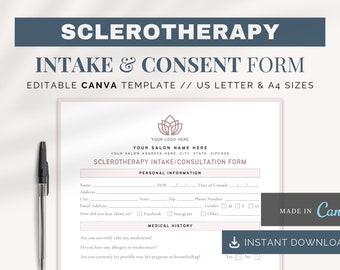Sclerotherapy Forms: Intake, Consent, Consultation - Canva Template (Digital Download)