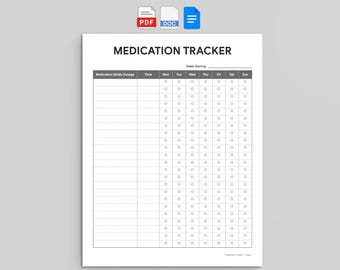 Registro de medicamentos / Horario semanal de medicación / PDF, Word y Google Docs