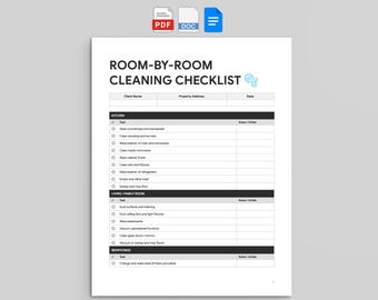 Room-by-Room Cleaning Checklist | Professional House Cleaning Form (PDF, Word)