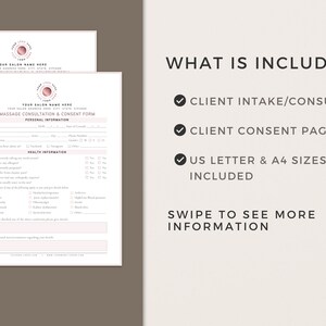Massage Intake Form: Client Consultation, Canva Template (Digital Download) image 2