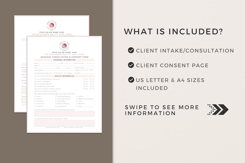 Massage Intake Form: Client Consultation, Canva Template (Digital Download) image 2