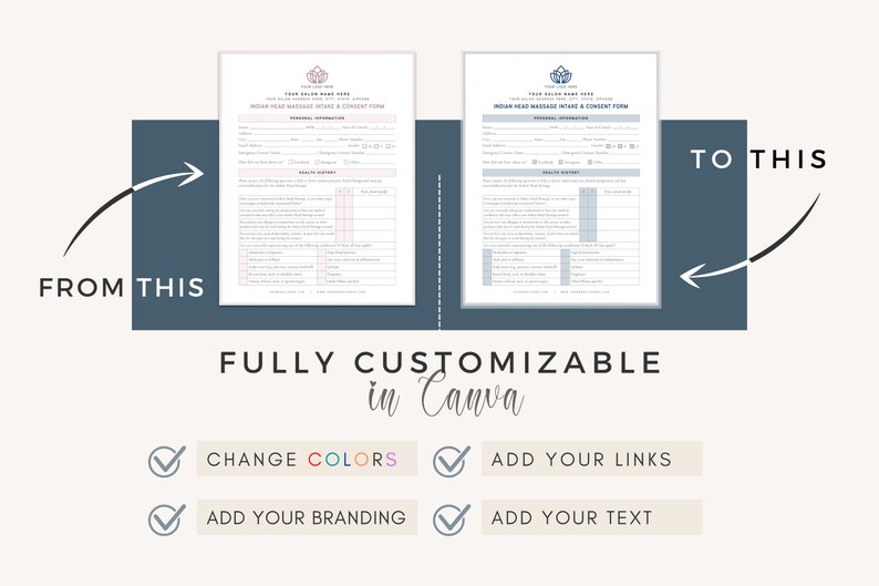 Indian Head Massage Intake Form: Canva Template (US & A4) image 7