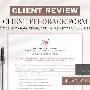 Salon Client Feedback Form: Canva Template (US & A4)