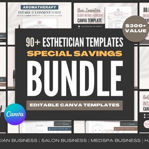 Esthetician Forms MEGA BUNDLE | Consultation and Client Intake Forms | Canva Template | Waiver Forms | Salon Business Forms | Customizable