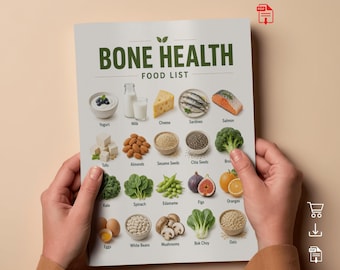 Lista de alimentos para la salud ósea y tabla nutricional (descarga instantánea en PDF y PNG)