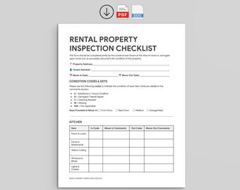 Rental Inspection Checklist | Move-In Move-Out Form (PDF and DOC)