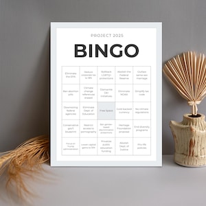 Cartão de Bingo do Projeto 2025, Cartão de Bingo de Novo Termo Político, Arquivo PDF para Download Instantâneo, Cartão de Bingo Editável e Preenchável