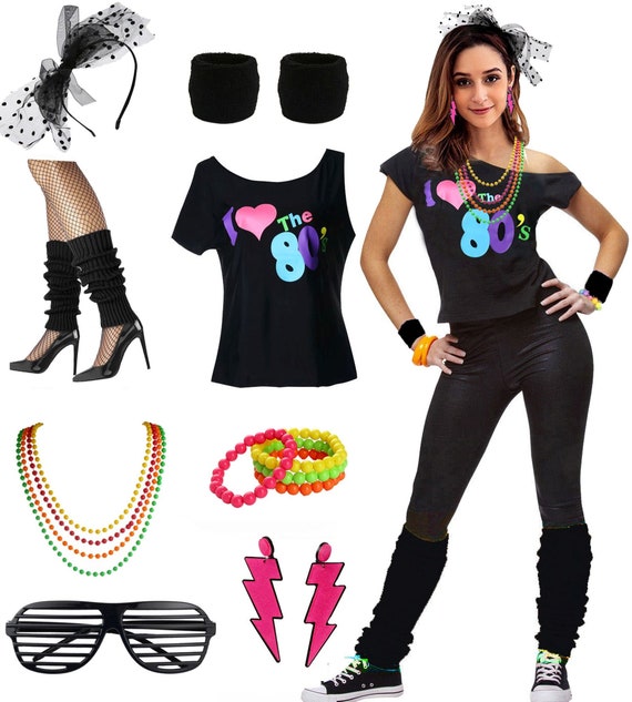 Womens I Love the 80's Disco 80s Costume Outfit Accessories -  Finland