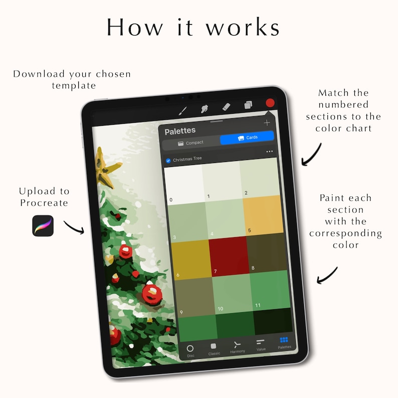 Paint by Number Kit for Procreate Including Color Palettes, Digital