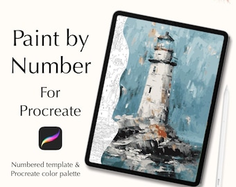 Lighthouse Paint by Number Kit for Procreate: Coastal Digital Art (Digital Download)