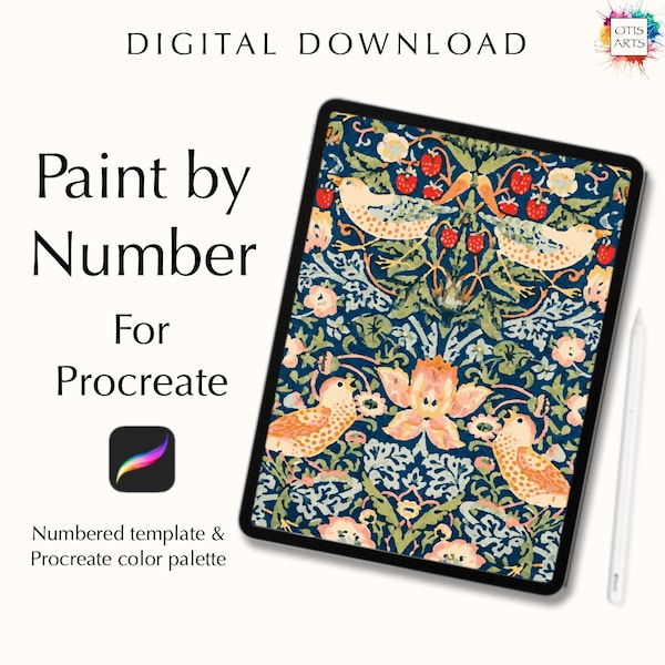 Paint by number kit for Procreate including color palettes, digital download, Vincent Van Gogh's The Drinkers