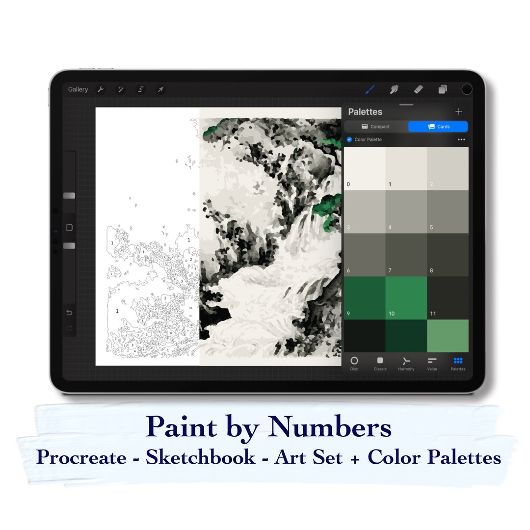 Paint by Number Kit Digital Procreate Sketchbook and Art Set Etsy