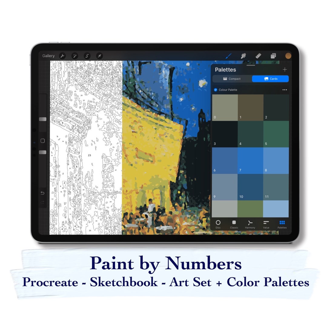 Paint by Number Kit Digital MINI, Procreate, Sketchbook and Art