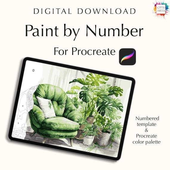 Cosy Armchair Paint-by-Number Digital Kit for Procreate – Instant Download Template