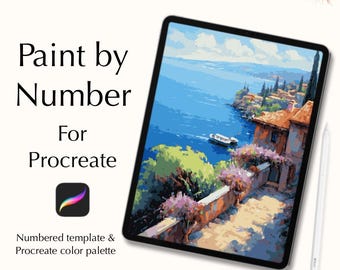 Garden by the Beach Paint by Number Digital Painting Kit for Procreate Instant Download