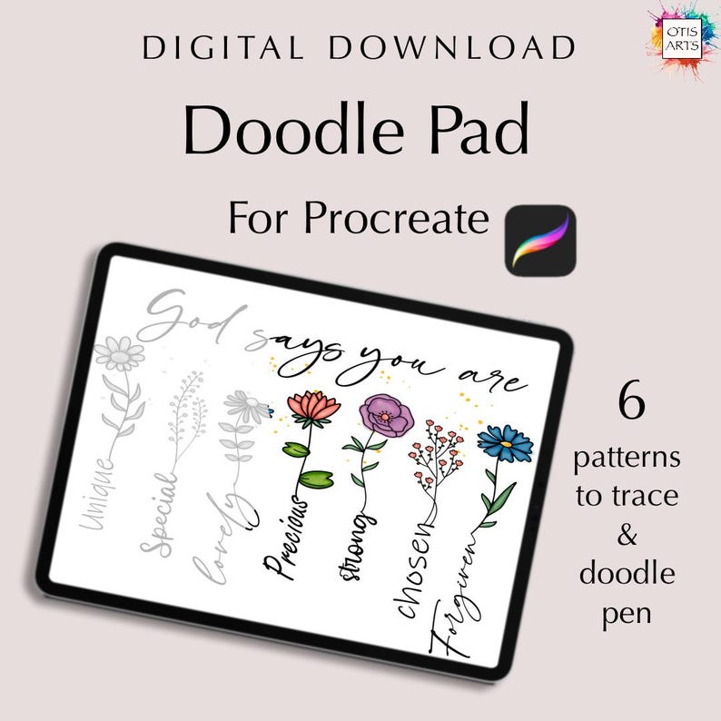 Procreate Doodle Pad, Positive Affirmations – Digital Tracing ...