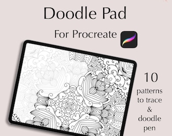 Procreate doodle pad,  patterns to trace and Color, digital download
