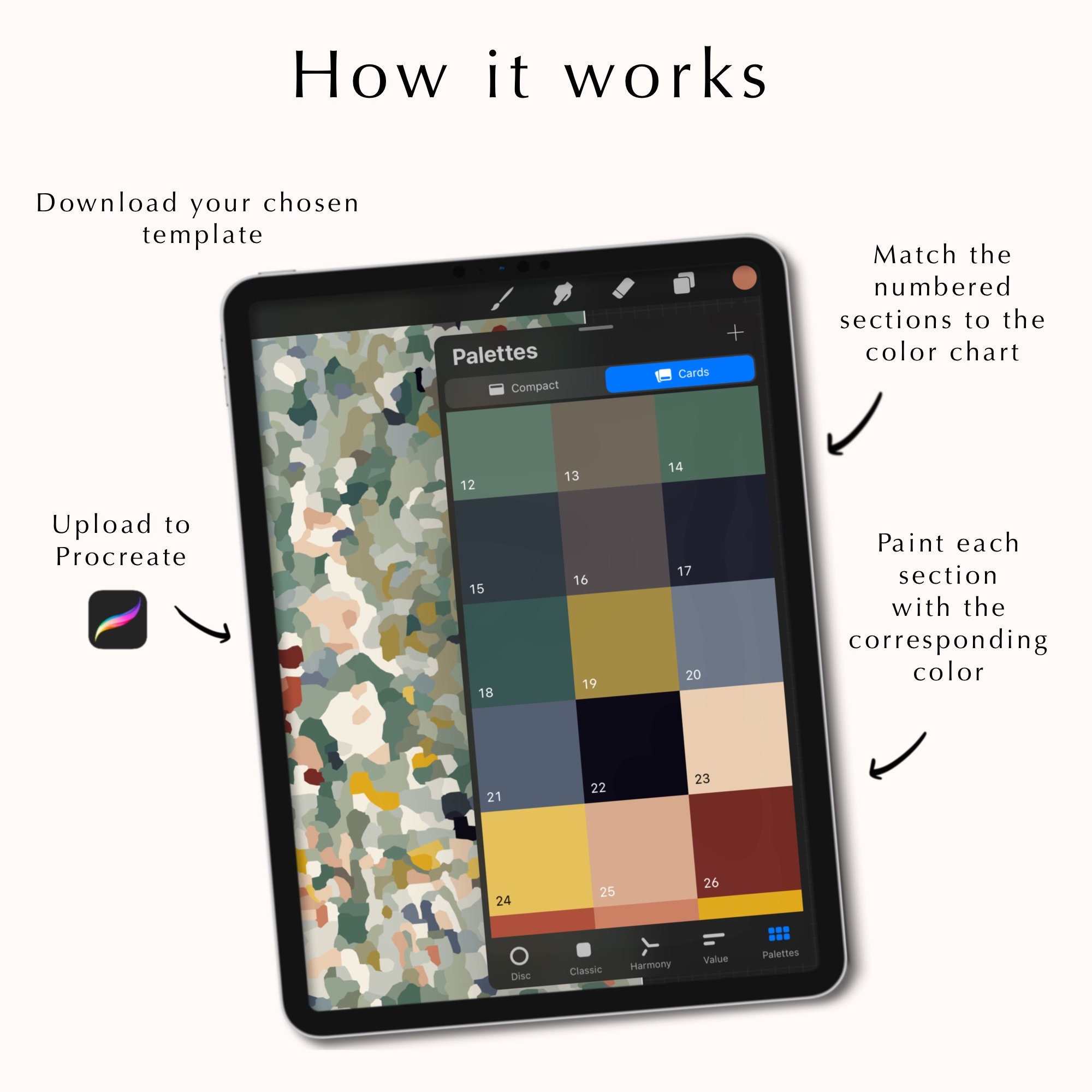 Paint by Number Kit for Procreate Including Color Palettes