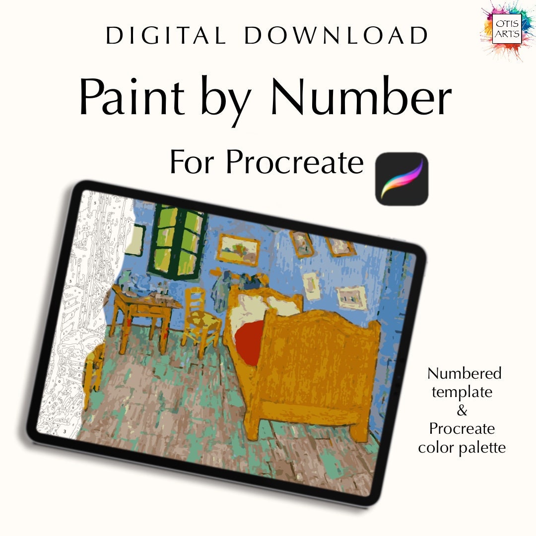 Kit de pintura por números «El dormitorio» de Van Gogh para Procreate – Descarga digital con paleta de colores