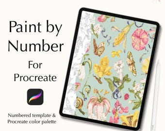 Digital Paint By Number Kit of Botanical Flowers