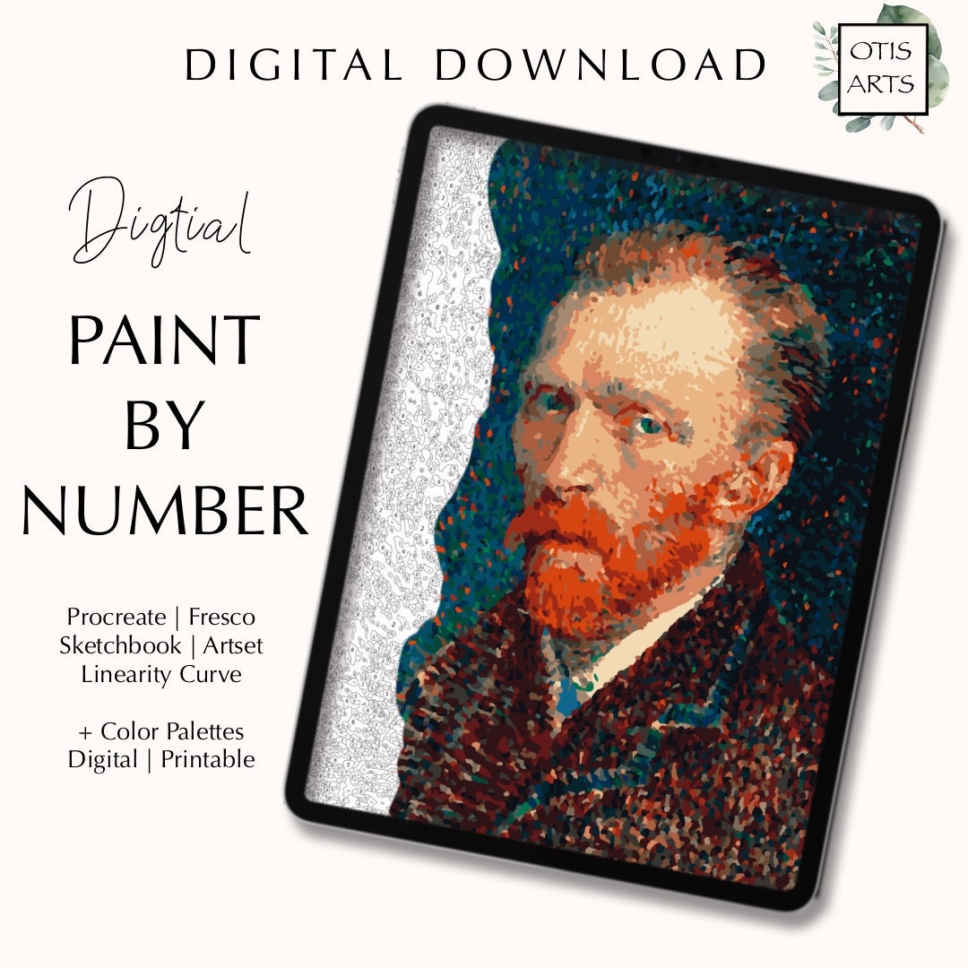 Paint by Number Kit Digital Procreate Fresco Sketchbook Etsy