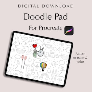 Kawaii-mönster att spåra och färglägga, digital nedladdning, för Procreate