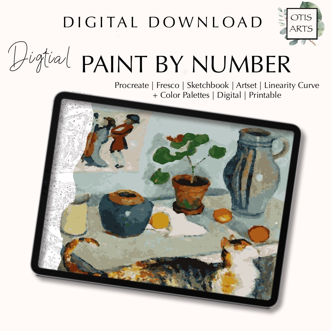 Paint by Number Kit Digital Procreate Fresco Sketchbook Etsy