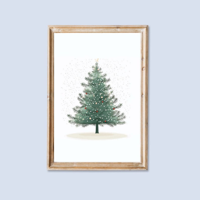 Christmas Tree Watercolor Painting Kit 4x6 Printable Outline Template