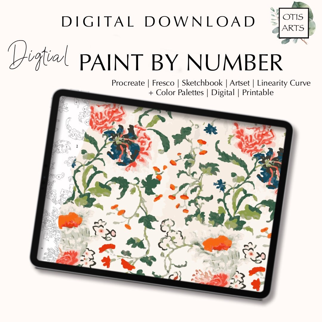 Paint by Number Kit Digital Procreate Fresco Sketchbook Etsy