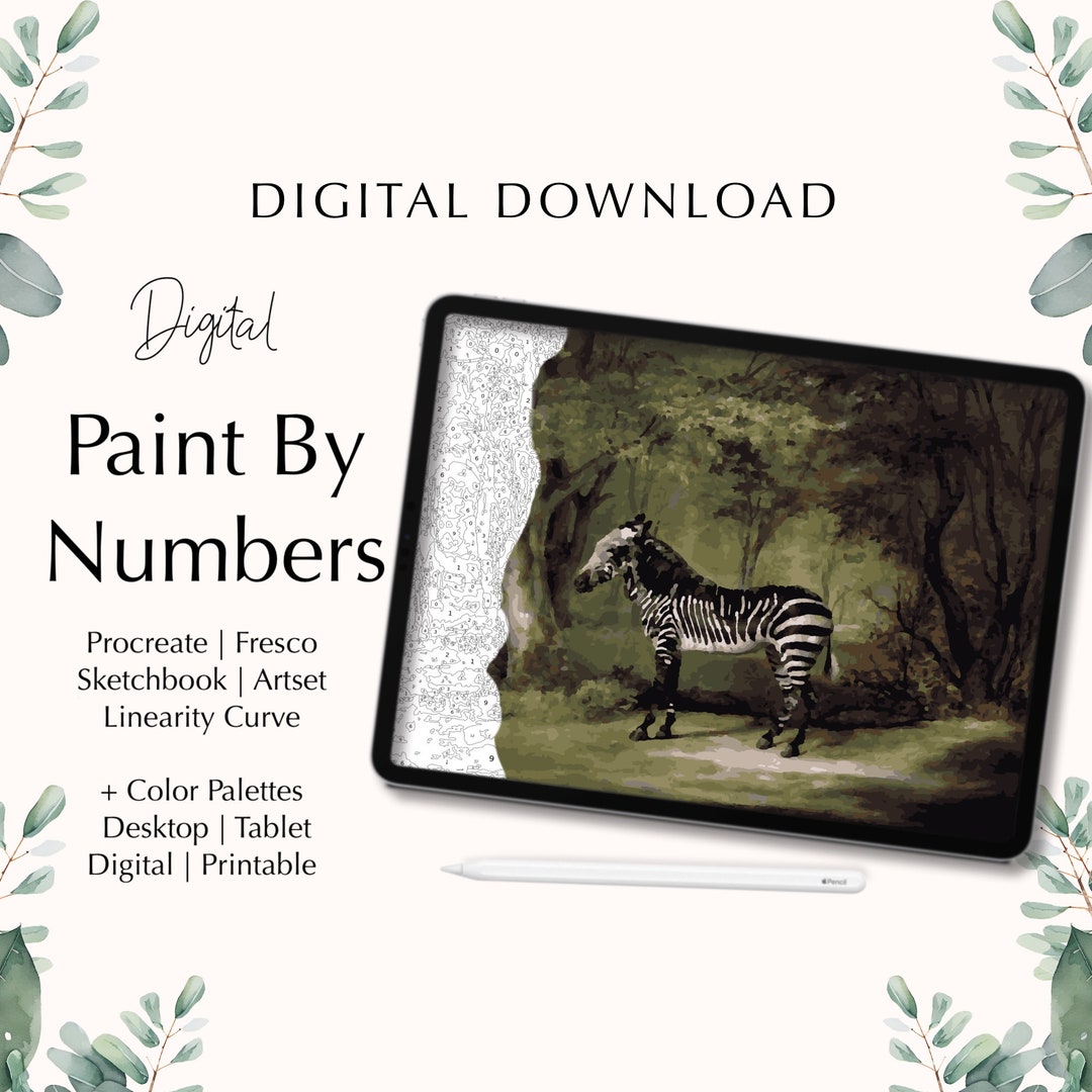 Paint by Number Kit Digital Procreate Fresco Sketchbook Etsy