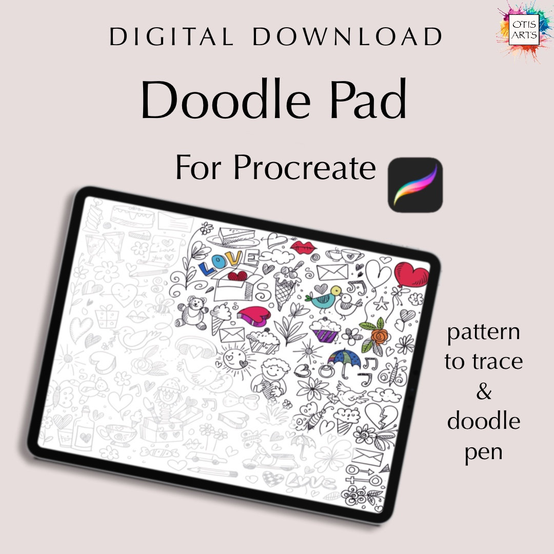 Procreate Doodle Pad – Trace and Color Patterns Kit with Brush & Palette (Digital Download) - Image 1
