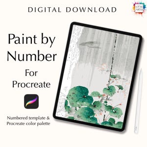 Paint by Number Digital Kit for Procreate - Ohara Koson’s Begonia in the Rain