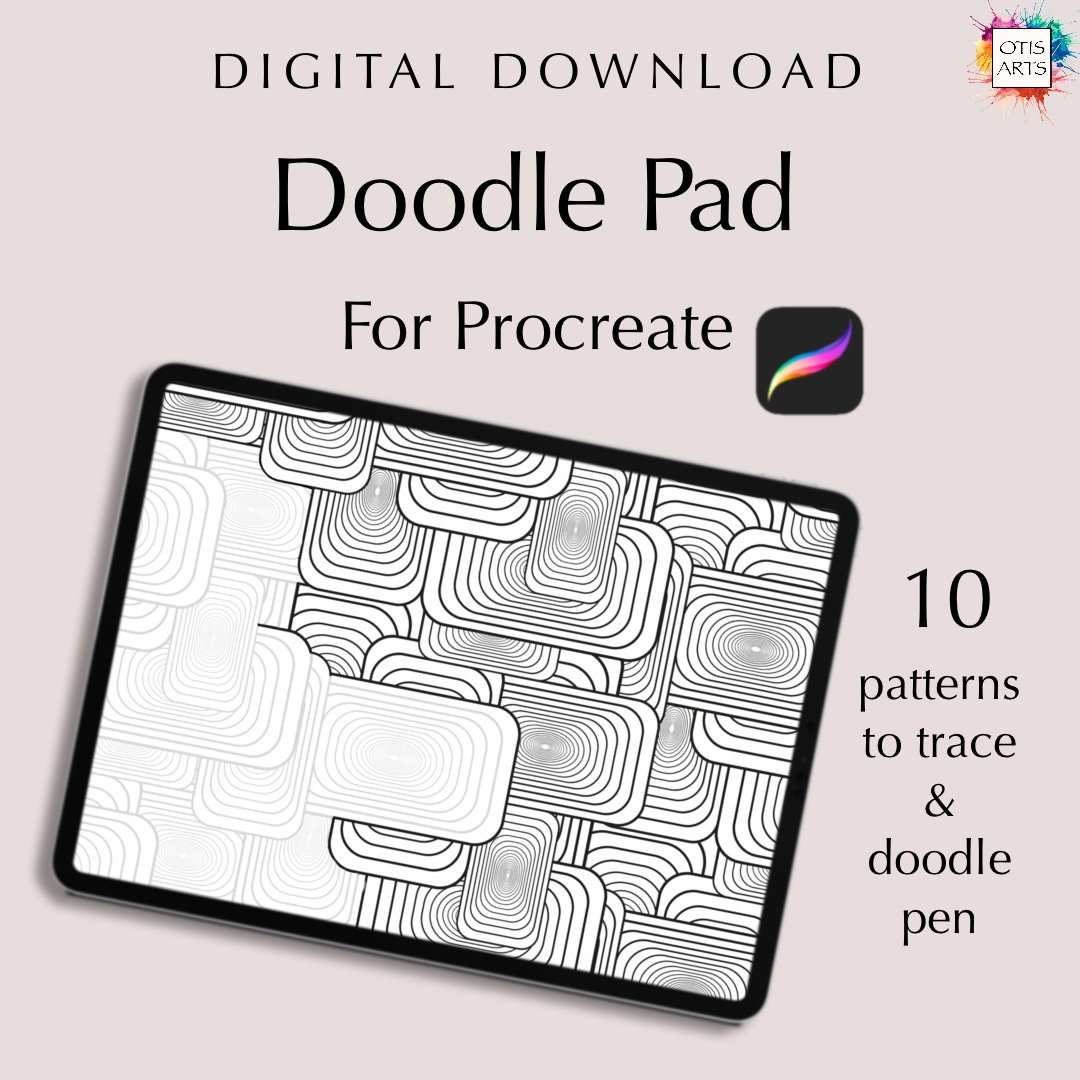 Procreate Doodle Pad – Tracing Patterns to Color with Brush & Palette | Digital Download