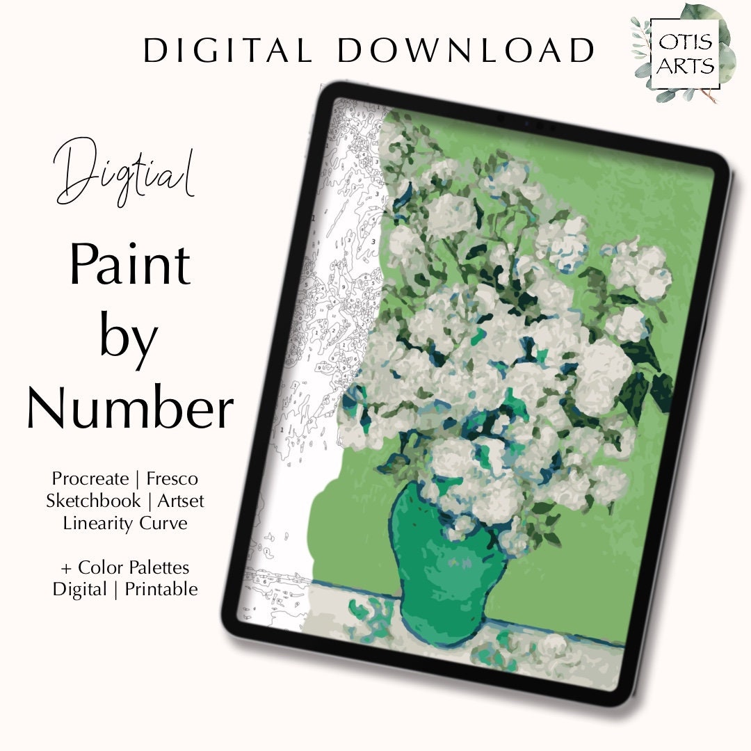 Paint by Number Kit Digital Procreate Fresco Sketchbook Etsy