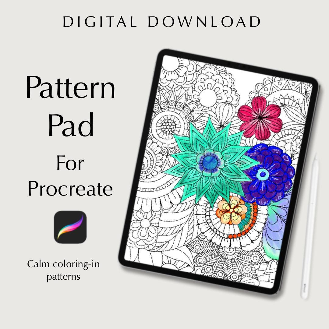 Love Heart Pattern Pad for Procreate to Color In, Digital Download - Etsy