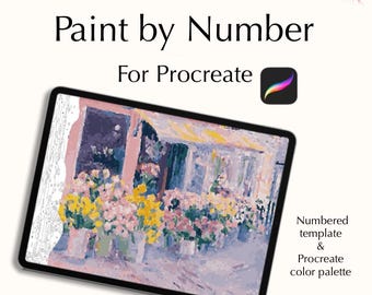 Flower Shopfront Paint by Numbers for Procreate – Digital Painting Kit with Pastel Florals