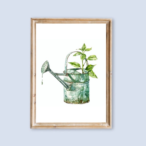 Watering Can, Gardening Outline Drawing, PDF Digital Download for