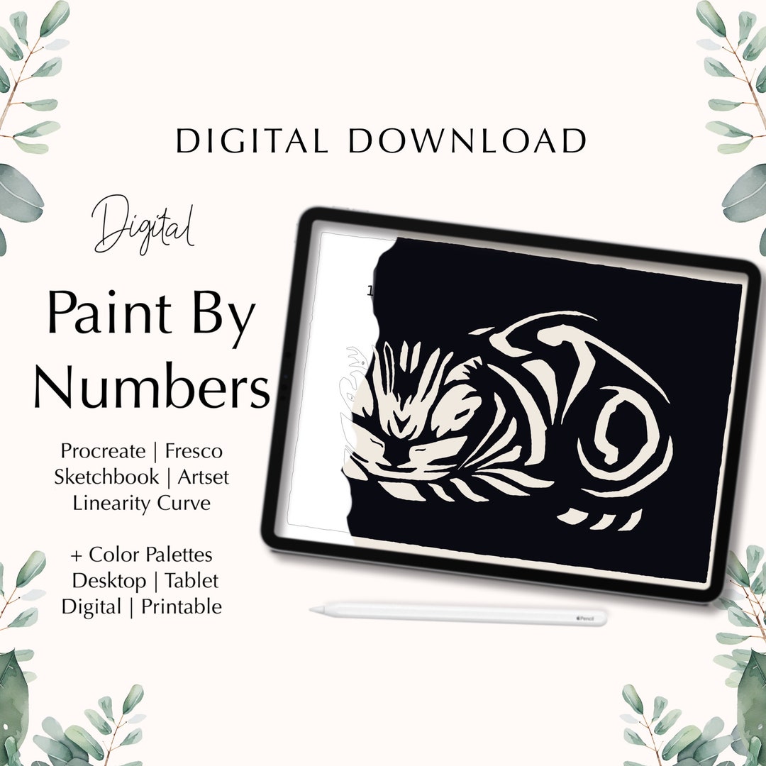 Paint by Number Kit Digital Procreate Fresco Sketchbook Etsy